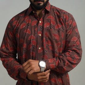 Buy Brown Natural Dyed Cotton Men Ajrakh Print Shirt 