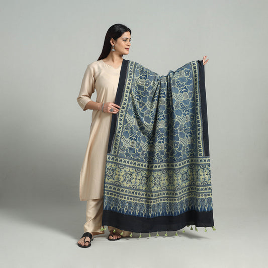 Hand Block Printed Cotton Ajrakh Dupatta 22