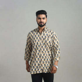 Buy Beige Natural Dyed Cotton Men Ajrakh Print Shirt 