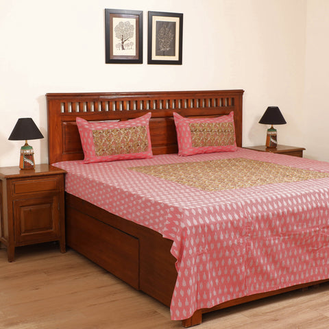 Pochampally Ikat with Kalamkari Patch Cotton Double Bedsheet Set (108 x 90 in) 14