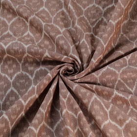 Brown - Exclusive! Pure Handspun Handwoven Pochampally Ikat Cotton x Wool Fabric 11