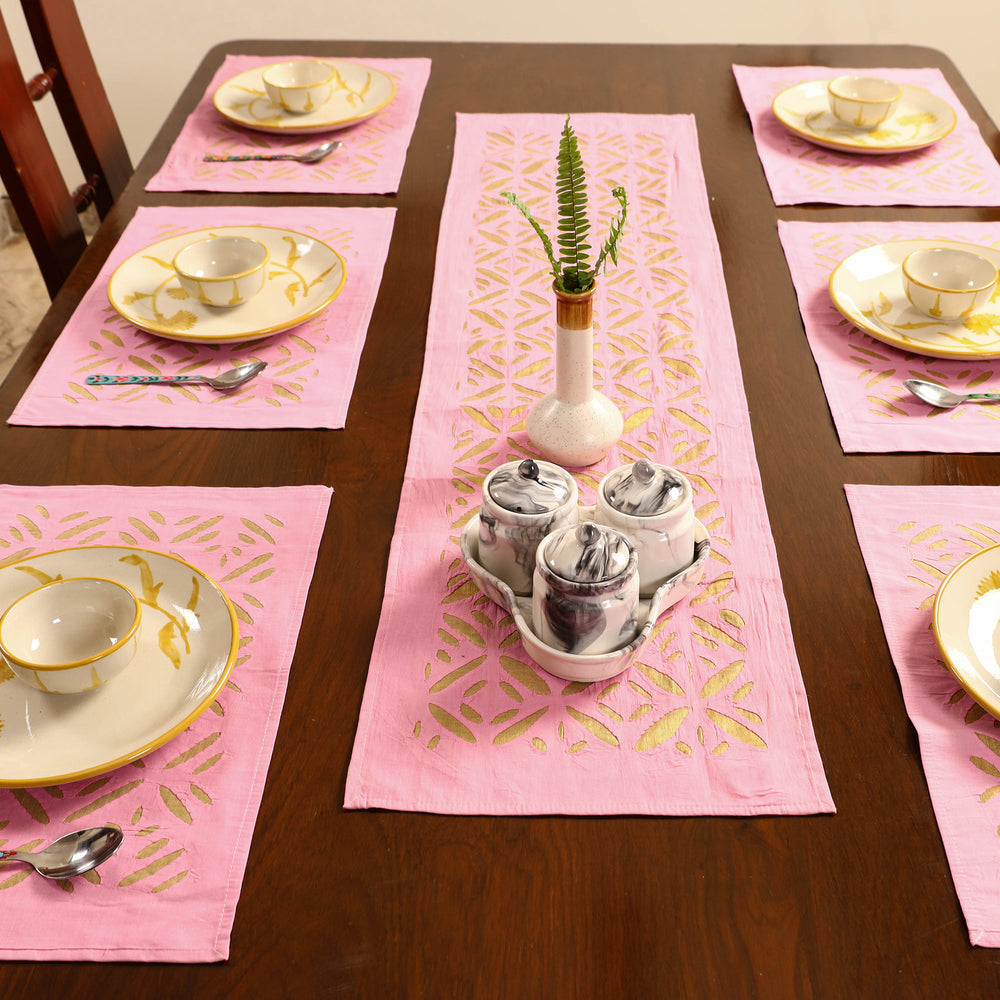 Applique Cut Work Table Runner with Table Mat Set 03