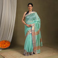 Green - traditional handloom zari work silk maheshwari