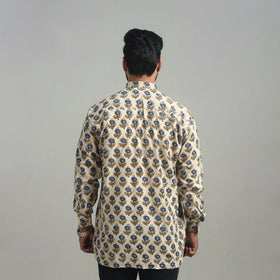 Buy Beige Natural Dyed Cotton Men Ajrakh Print Shirt 