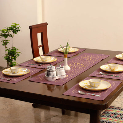 Applique Cut Work Table Runner with Table Mat Set 04