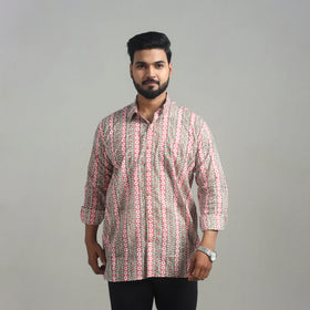Buy Full Sleeve Cotton Men Multicolor Sanganeri Print Shirt
