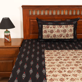 Pochampally Ikat with Kalamkari Patch Cotton Double Bedsheet Set (108 x 90 in) 15