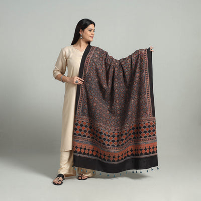 Hand Block Printed Cotton Ajrakh Dupatta 24