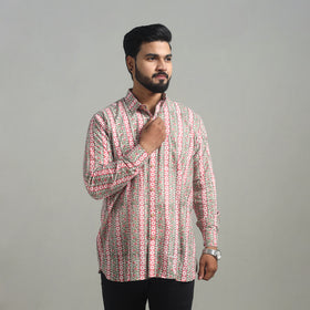 Buy Full Sleeve Cotton Men Multicolor Sanganeri Print Shirt