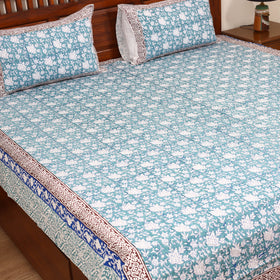 Sanganeri Hand Block Print Cotton Double Bedsheet Set (108 x 90 in) 17