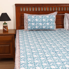 Sanganeri Hand Block Print Cotton Double Bedsheet Set (108 x 90 in) 17