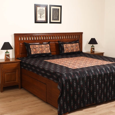 Pochampally Ikat with Kalamkari Patch Cotton Double Bedsheet Set (108 x 90 in) 16