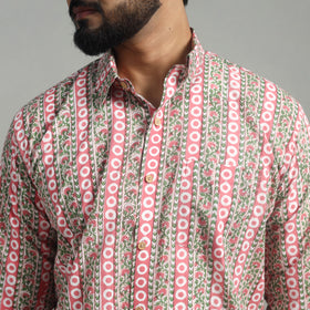 Buy Full Sleeve Cotton Men Multicolor Sanganeri Print Shirt