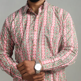 Buy Full Sleeve Cotton Men Multicolor Sanganeri Print Shirt