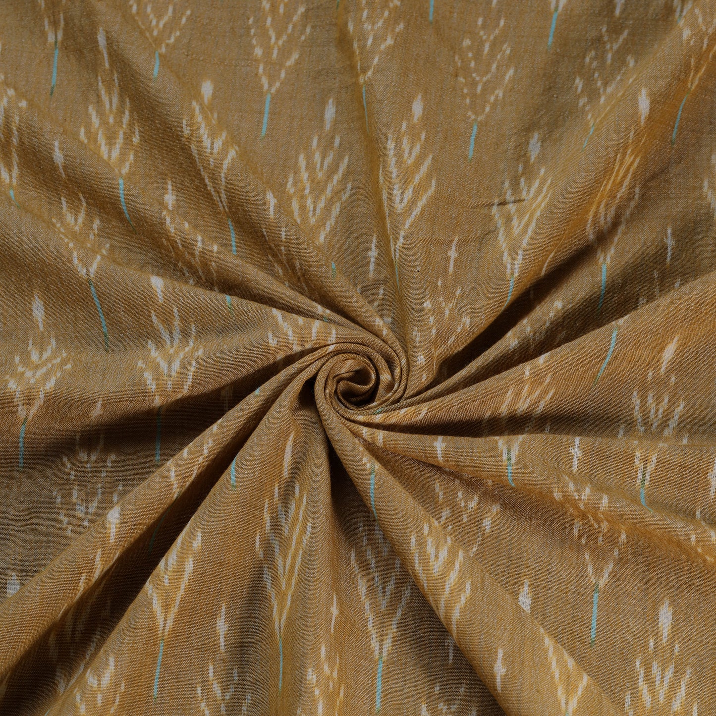 Beige - Exclusive! Pure Handspun Handwoven Pochampally Ikat Cotton x Wool Fabric 14