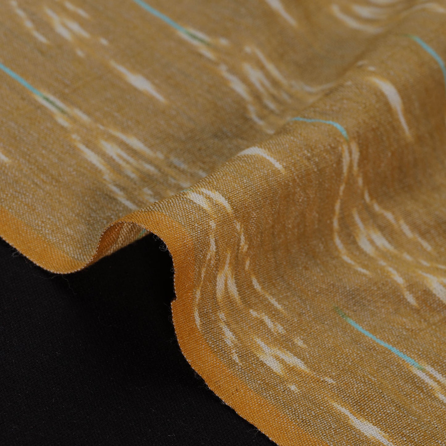 Beige - Exclusive! Pure Handspun Handwoven Pochampally Ikat Cotton x Wool Fabric 14