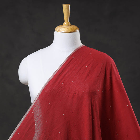 Red - Organic Kala Cotton Pure Handloom Tangaliya Work Fabric