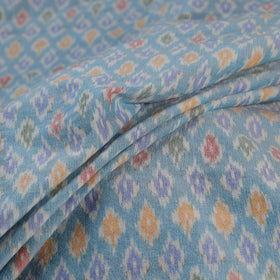 Blue - Exclusive! Pure Handspun Handwoven Pochampally Ikat Silk x Wool Fabric 15