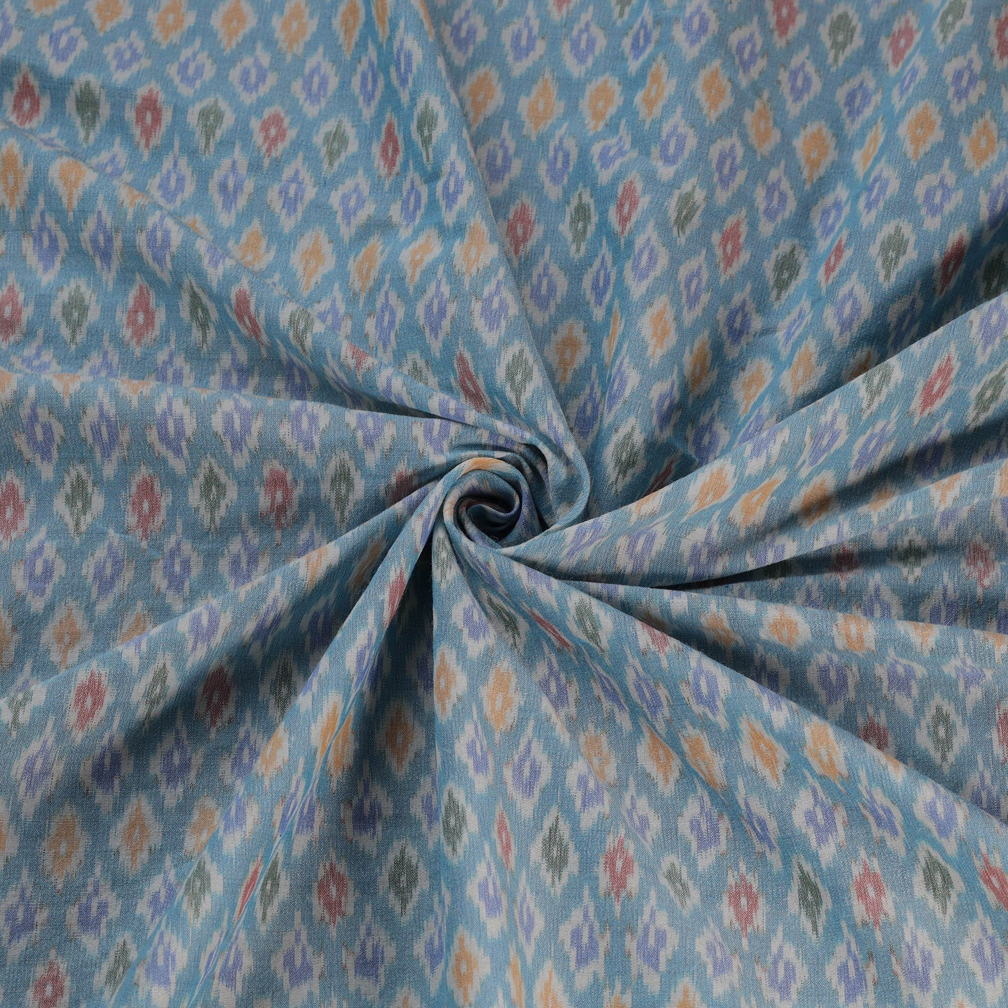 Blue - Exclusive! Pure Handspun Handwoven Pochampally Ikat Silk x Wool Fabric 15