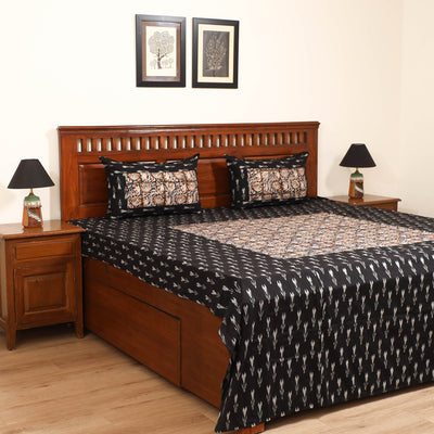 Pochampally Ikat with Kalamkari Patch Cotton Double Bedsheet Set (108 x 90 in) 17