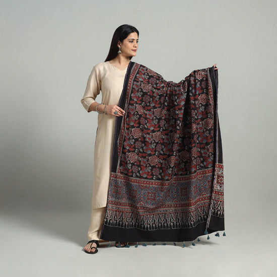 Hand Block Printed Cotton Ajrakh Dupatta 27