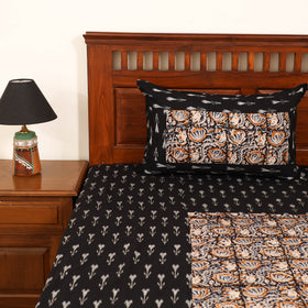 Pochampally Ikat with Kalamkari Patch Cotton Double Bedsheet Set (108 x 90 in) 17