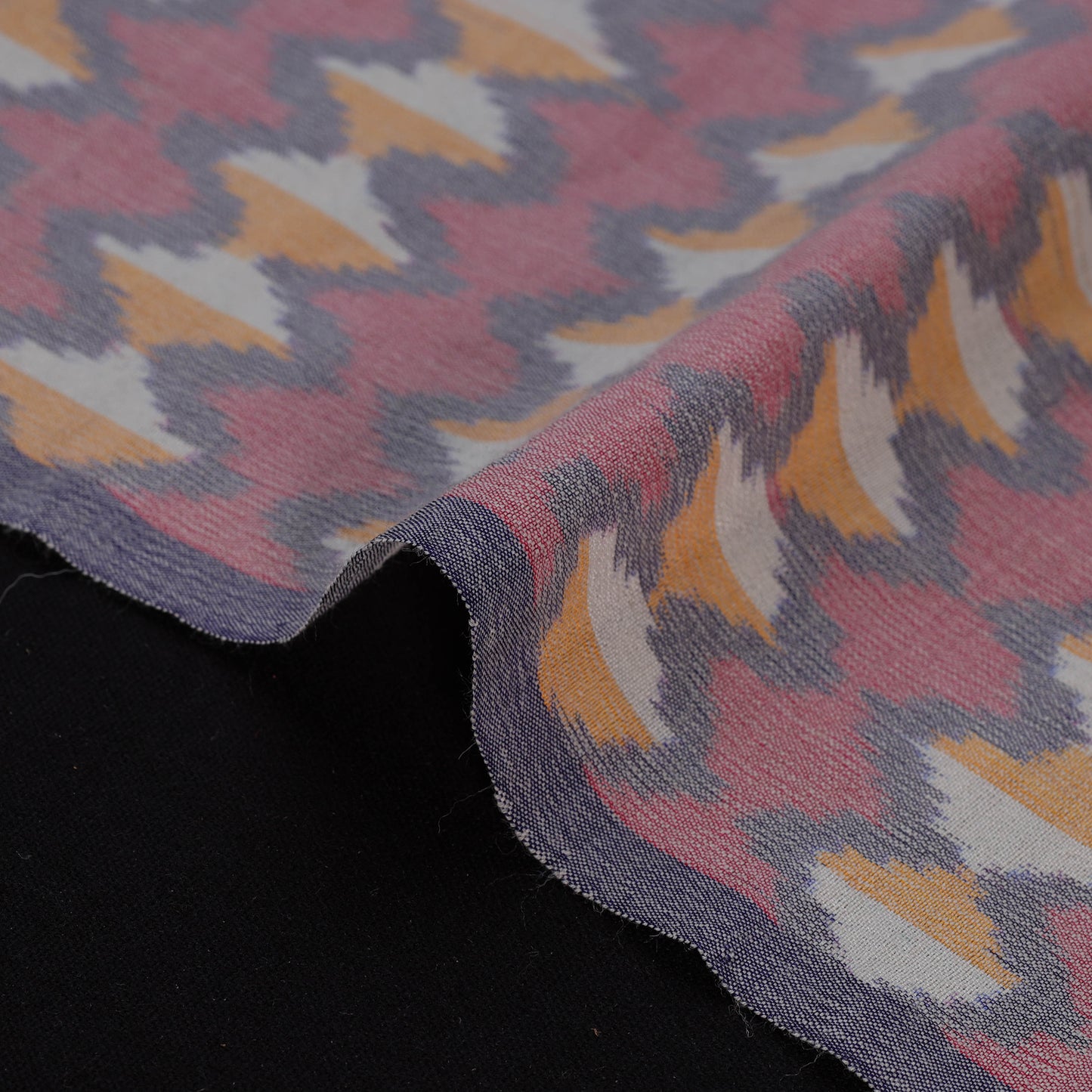 Multicolor - Exclusive! Pure Handspun Handwoven Pochampally Ikat Silk x Wool Fabric 16