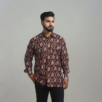 Black - Natural Dyed Cotton Men Ajrakh Print Shirt 10