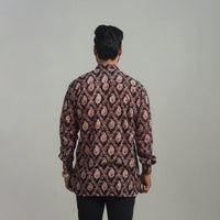 Black - Natural Dyed Cotton Men Ajrakh Print Shirt 10