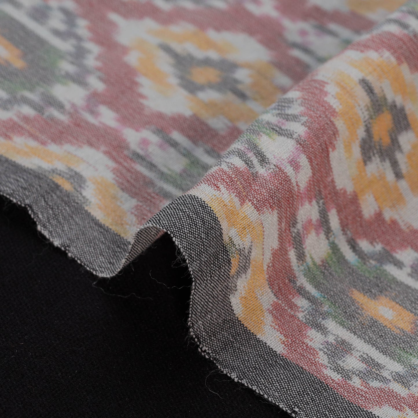 Multicolor - Exclusive! Pure Handspun Handwoven Pochampally Ikat Silk x Wool Fabric 17