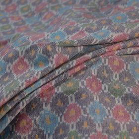 Multicolor - Exclusive! Pure Handspun Handwoven Pochampally Ikat Silk x Wool Fabric 18
