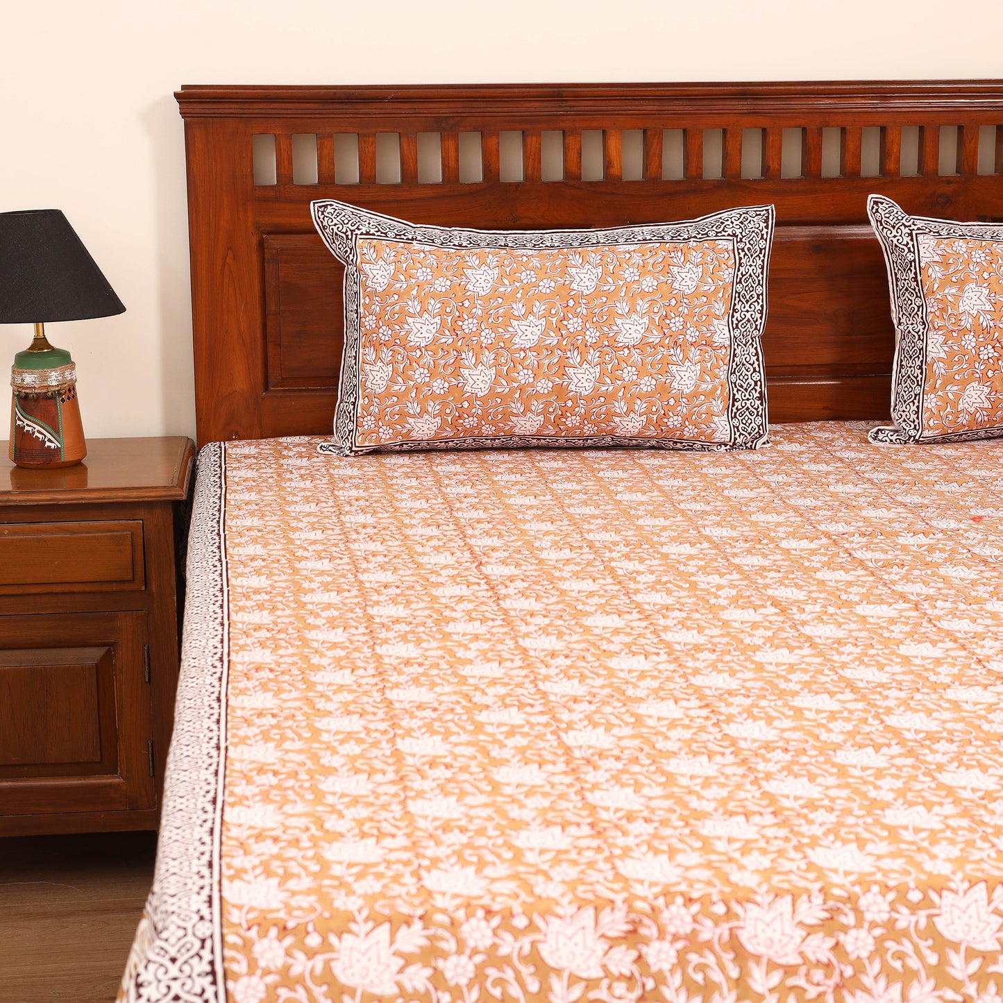Sanganeri Hand Block Print Cotton Double Bedsheet Set (108 x 90 in) 18