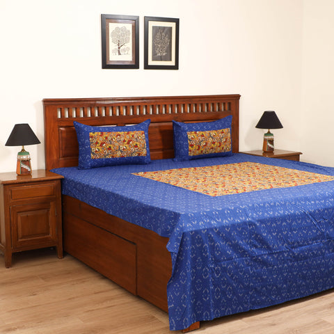 Pochampally Ikat with Kalamkari Patch Cotton Double Bedsheet Set (108 x 90 in) 19