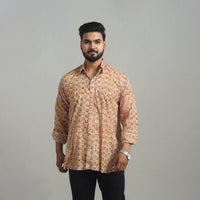 Yellow - Full Sleeve Cotton Men Sanganeri Print Shirt 11