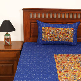 Pochampally Ikat with Kalamkari Patch Cotton Double Bedsheet Set (108 x 90 in) 19