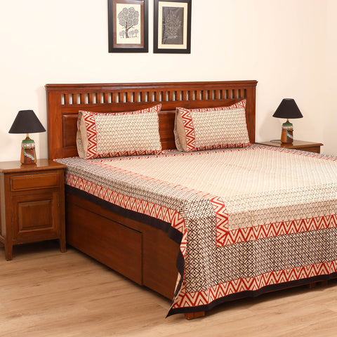 Bagru Hand Block Print Natural Dyed Cotton Double Bedsheet Set (108 x 90 in) 19