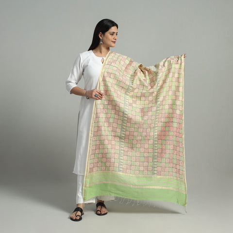 Pure Handloom Chanderi Silk Bengal Kantha Work Dupatta 03