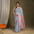 Blue - traditional handloom zari work silk maheshwari saree