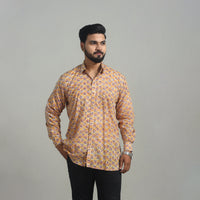 Yellow - Full Sleeve Cotton Men Sanganeri Print Shirt 11