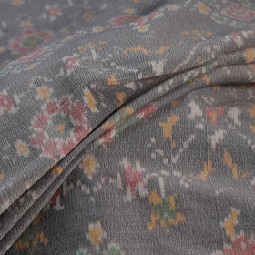 Grey - Exclusive! Pure Handspun Handwoven Pochampally Ikat Silk x Wool Fabric 19