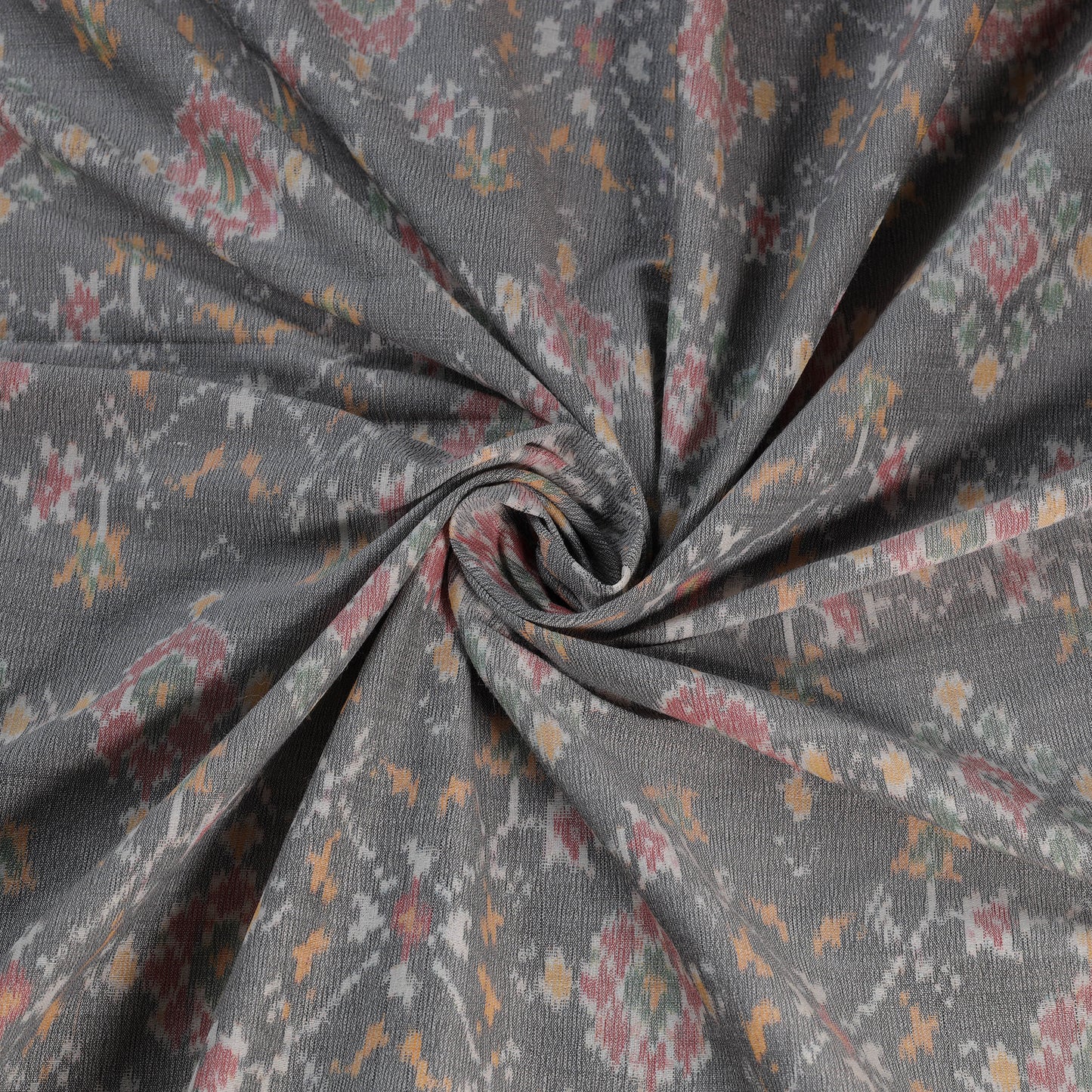 Grey - Exclusive! Pure Handspun Handwoven Pochampally Ikat Silk x Wool Fabric 19