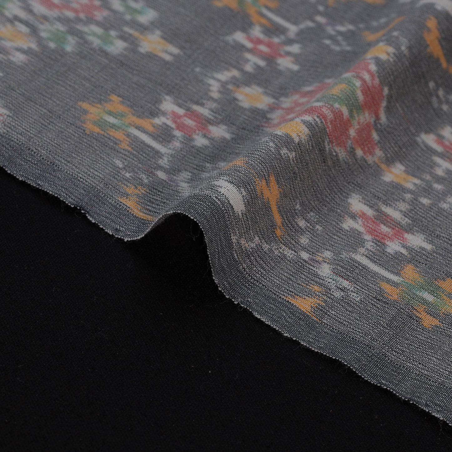 Grey - Exclusive! Pure Handspun Handwoven Pochampally Ikat Silk x Wool Fabric 19