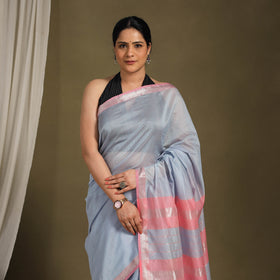 Blue - traditional handloom zari work silk maheshwari saree