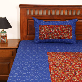 Pochampally Ikat with Kalamkari Patch Cotton Double Bedsheet Set (108 x 90 in) 20