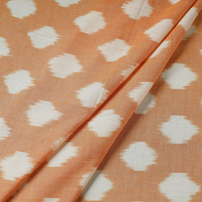 Orange - Scattered Spotted Beige Butta Pochampally Central Asian Ikat Cotton Handloom Fabric