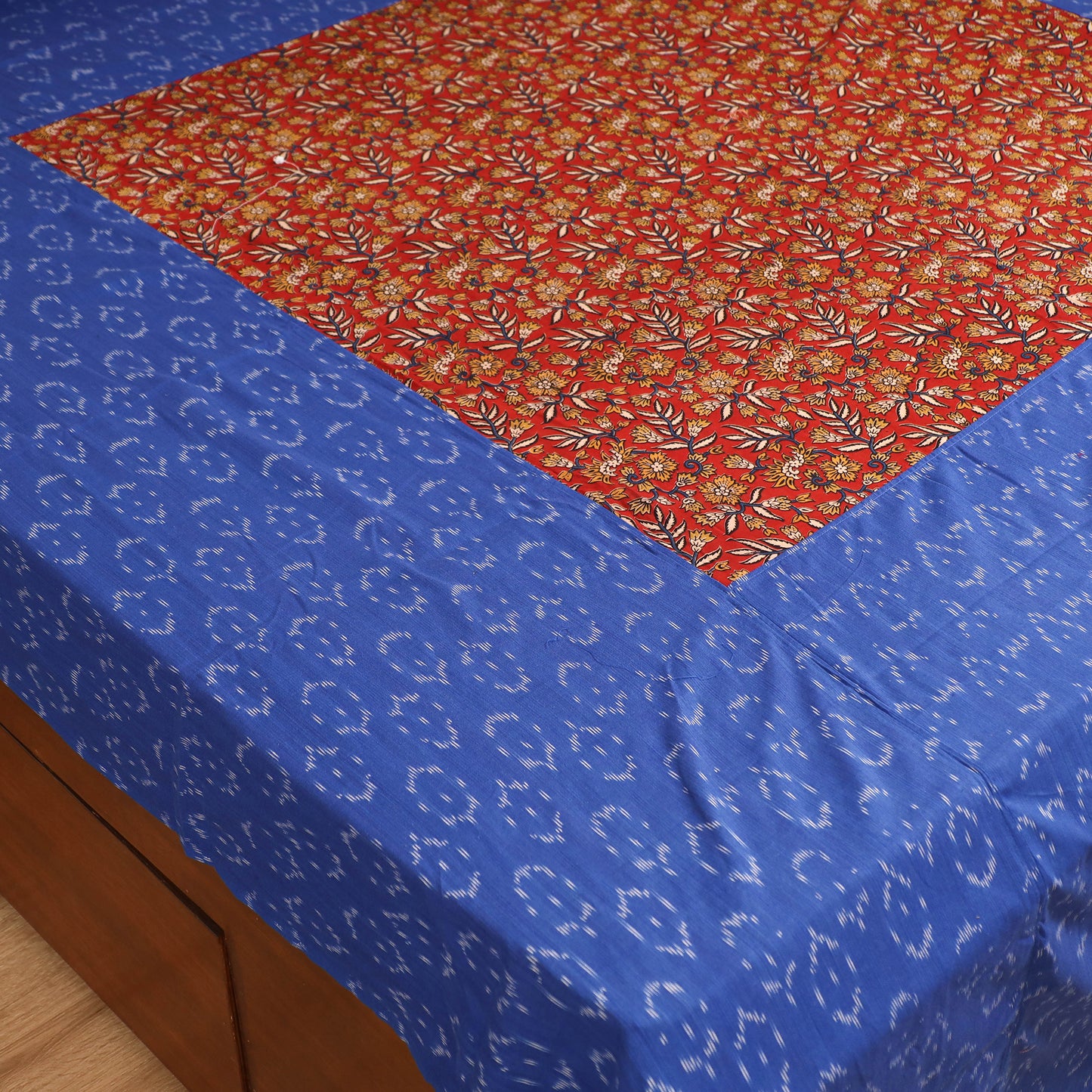 Pochampally Ikat with Kalamkari Patch Cotton Double Bedsheet Set (108 x 90 in) 20