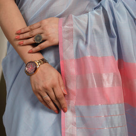 Blue - traditional handloom zari work silk maheshwari saree