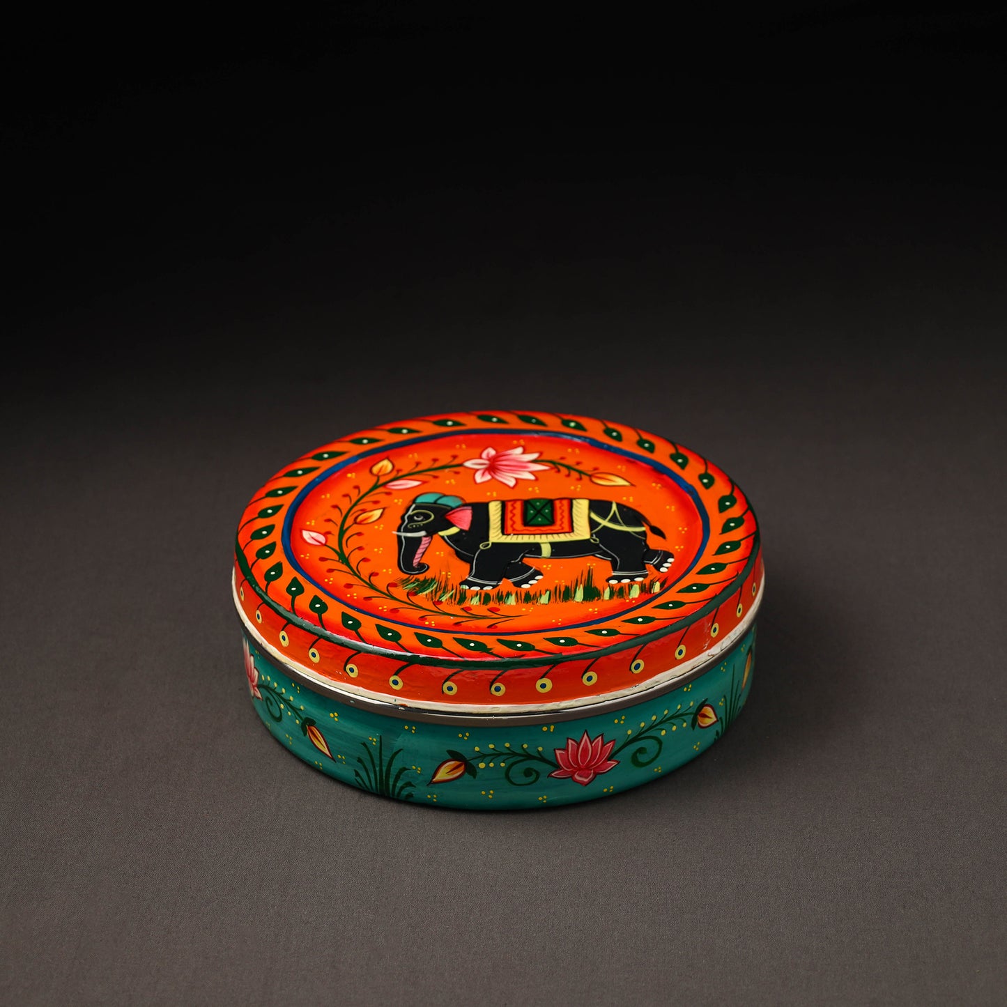 Banaras Handpainted Stainless Steel Roti Box 04