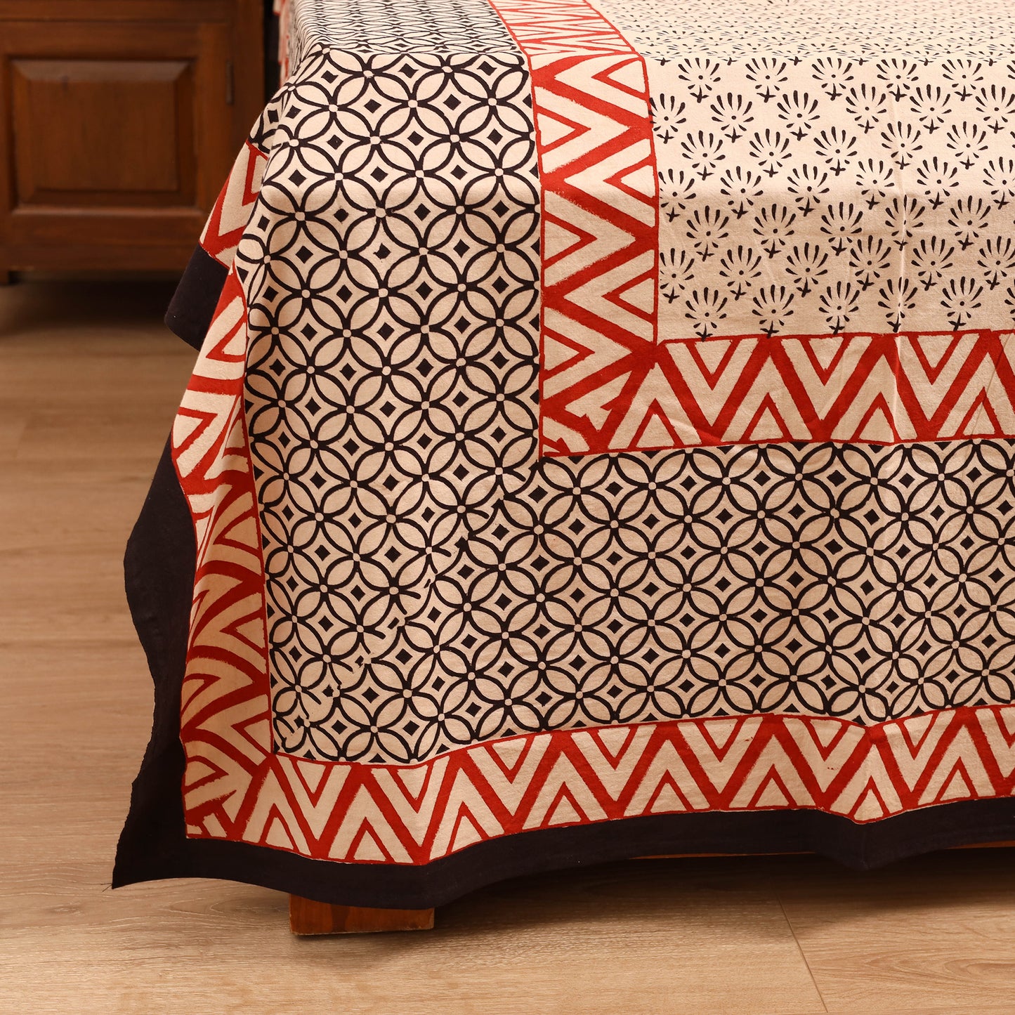 Bagru Hand Block Print Natural Dyed Cotton Double Bedsheet Set (108 x 90 in) 19