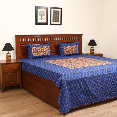 Pochampally Ikat with Kalamkari Patch Cotton Double Bedsheet Set (108 x 90 in) 22